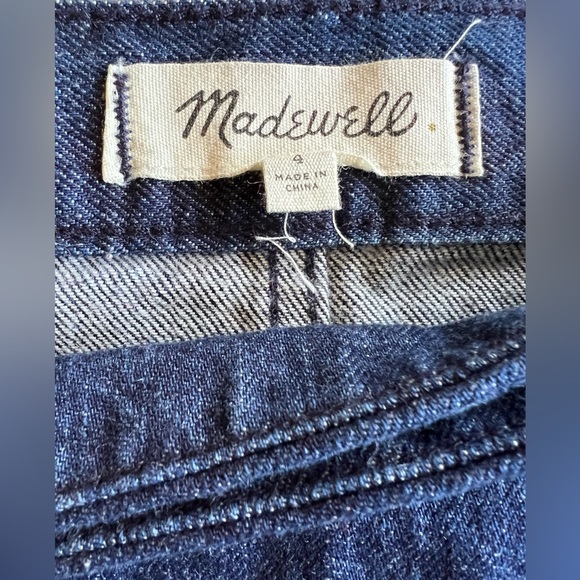 MADEWELL Denim Raw-Hem Mini Wrap Skirt/ Size 4/ MSRP $88/ A-Line Adjustable Belt - Picture 6 of 11